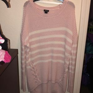 Pink and white sweater tunic